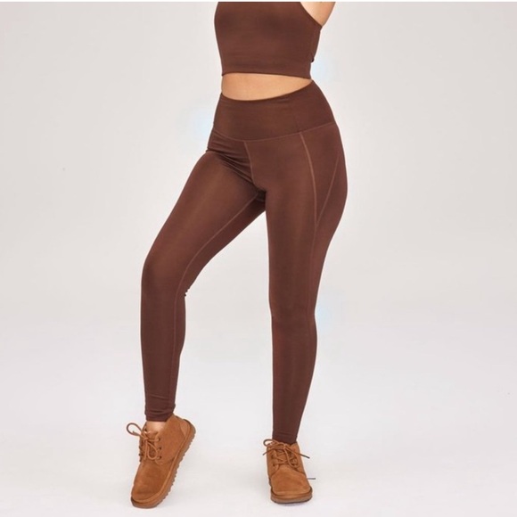 Girlfriend Collective High Rise Compression Ankle Leggings Brown XS - Picture 1 of 8